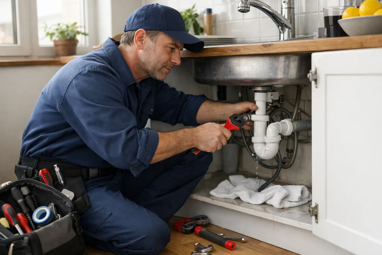 Intervention plombier à Arcueil : artisan au travail